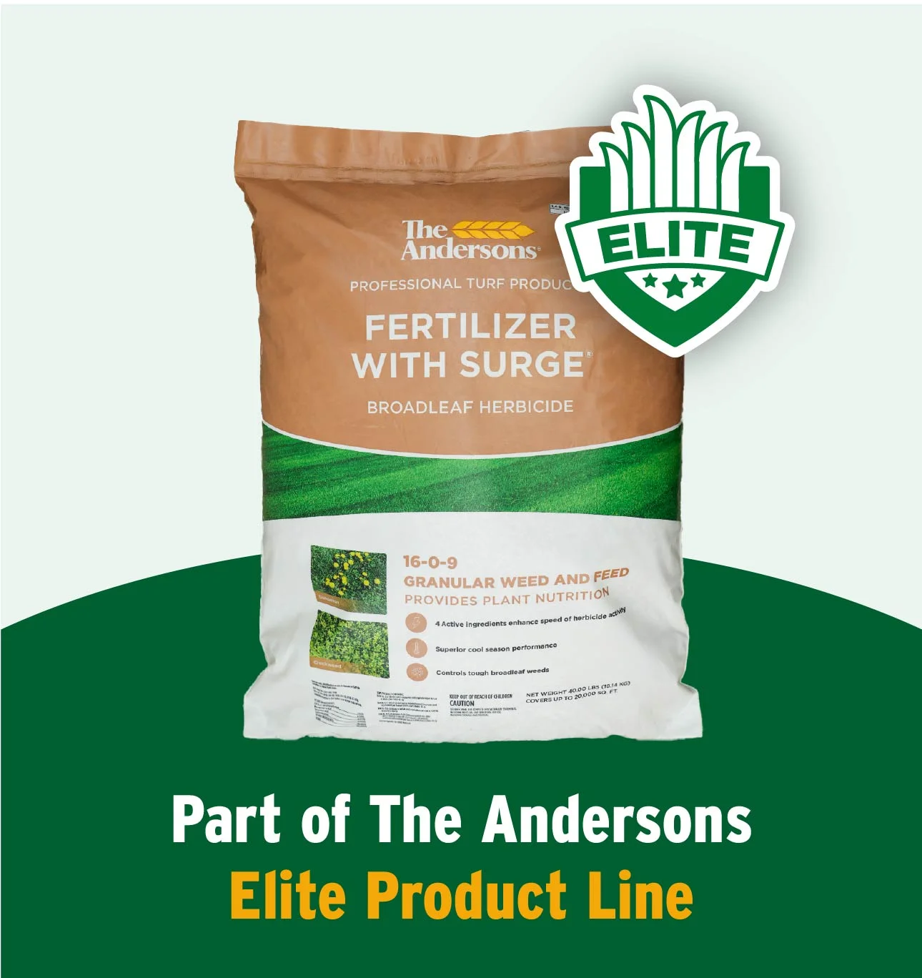 The Andersons Professional Surge Weed and Feed 16 - 0 - 9 Post - Emergent Weed Control and Fertilizer - Covers up to 20, 000 Sq Ft (40 lb)