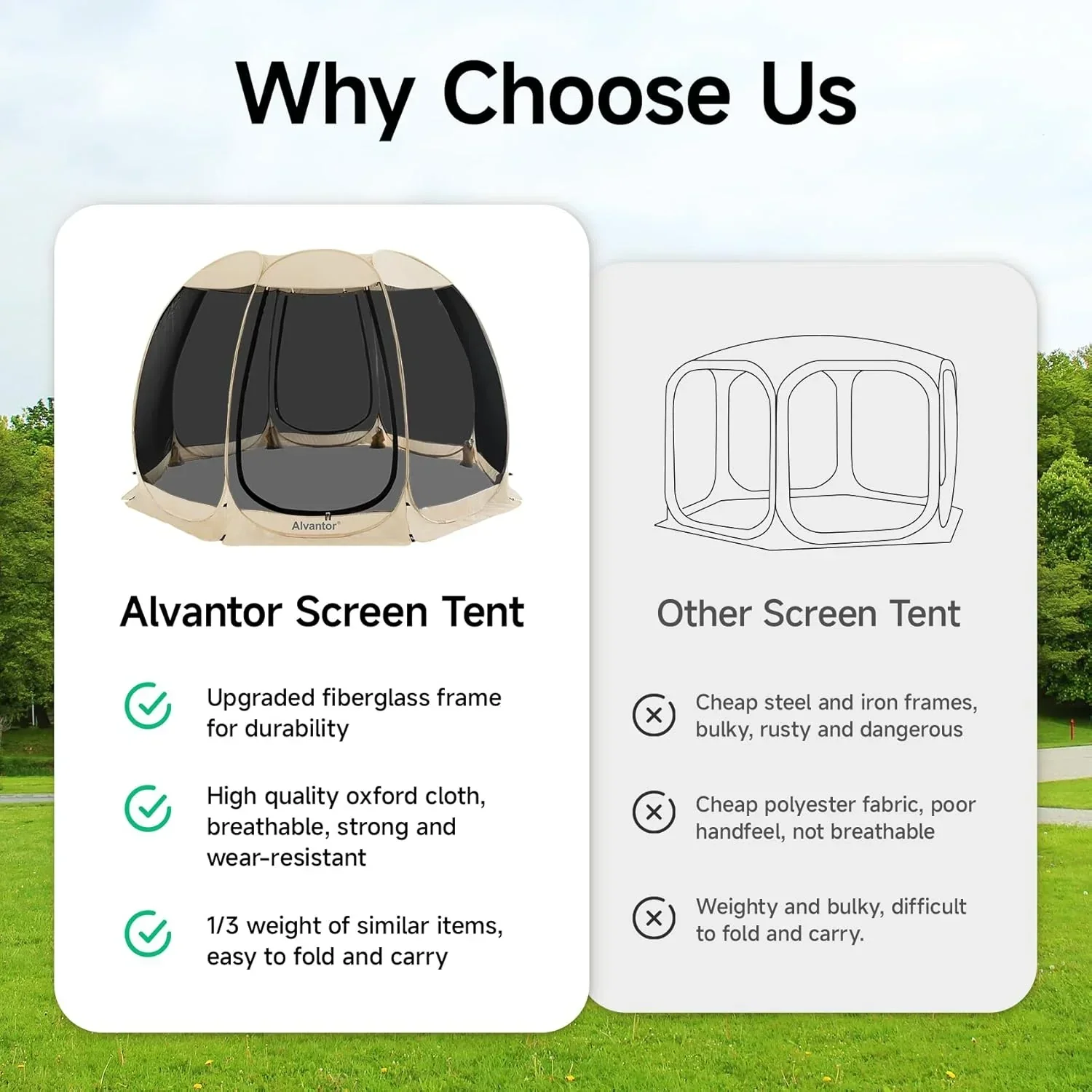 Gazebo moustiquaire pouvant accueillir 6, 10 ou 15 personnes. Tente de style igloo avec moustiquaire latérale. Idéal