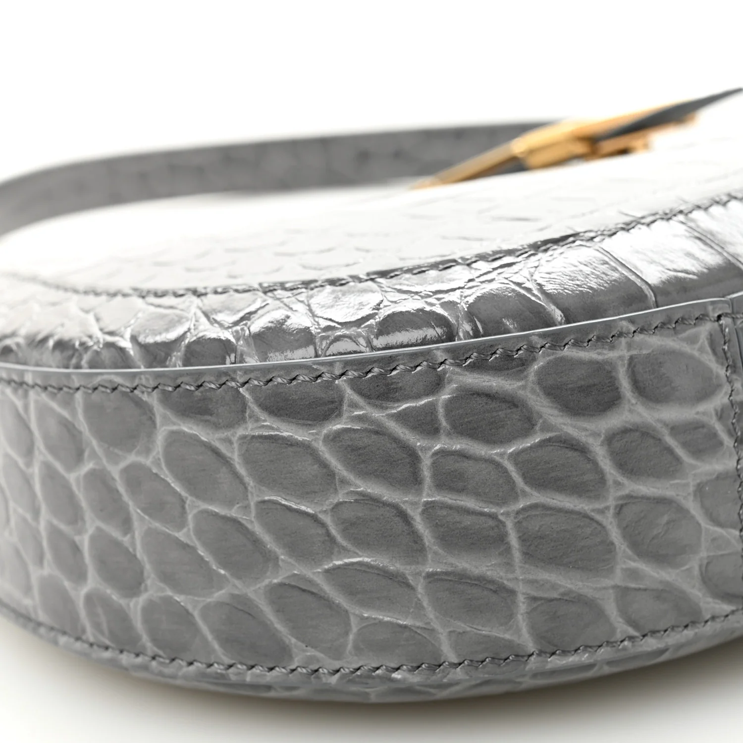 Calfskin Crocodile Embossed Large Greca Goddess Bag Charcoal