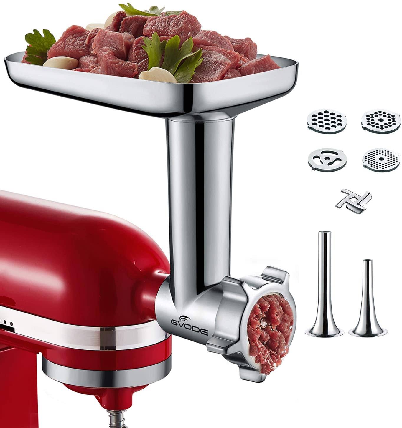 Gvode Food Meat Grinder Attachment for KitchenAid Stand Mixers Included 2 Sausage Stuffers