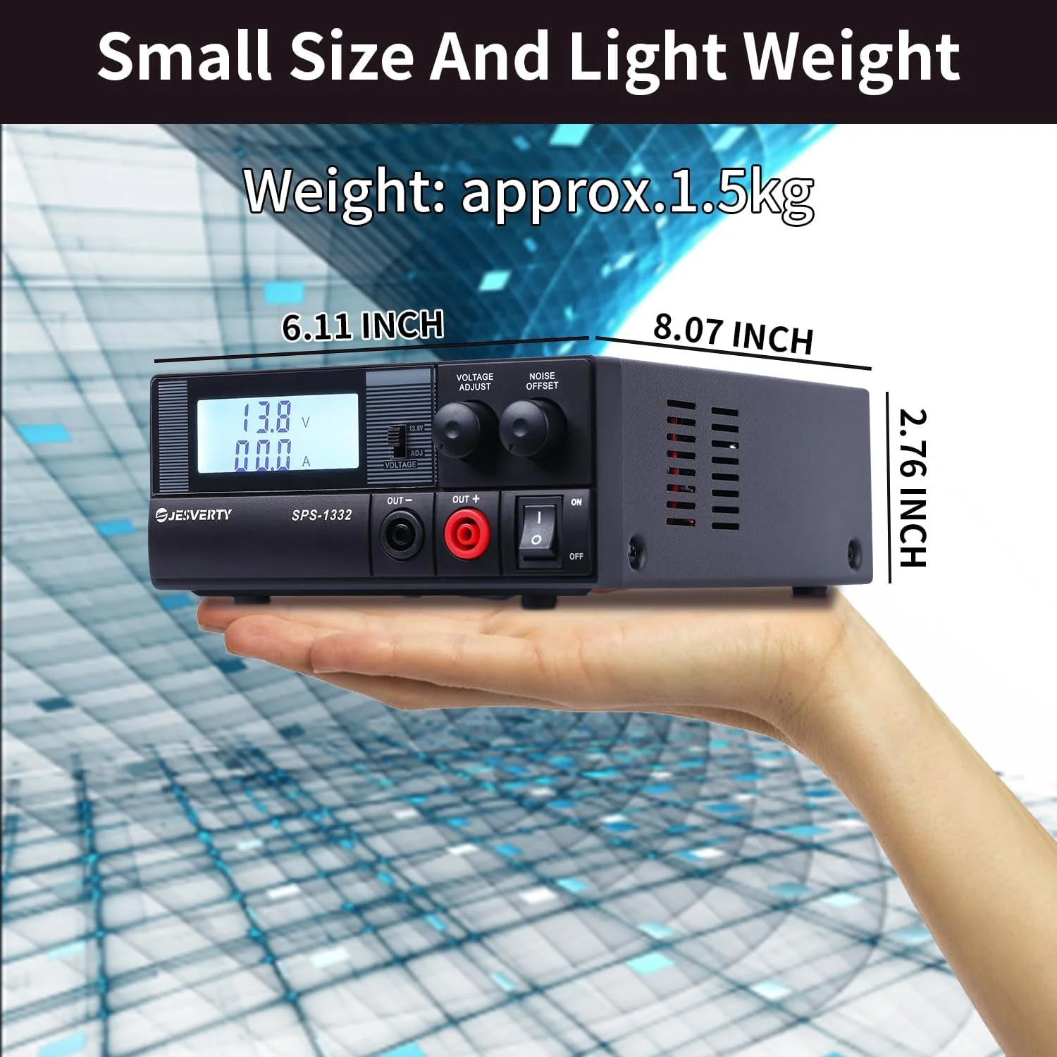 Universal Compact Bench Power Supply- 30 Amp Regulated Home Lab Benchtop AC-to-DC Converter 13.8 Volt/9-15Volt, Cooling Fan, Screw Type Terminals SPS-1332(1332(5-19V 30A)) - Image 2