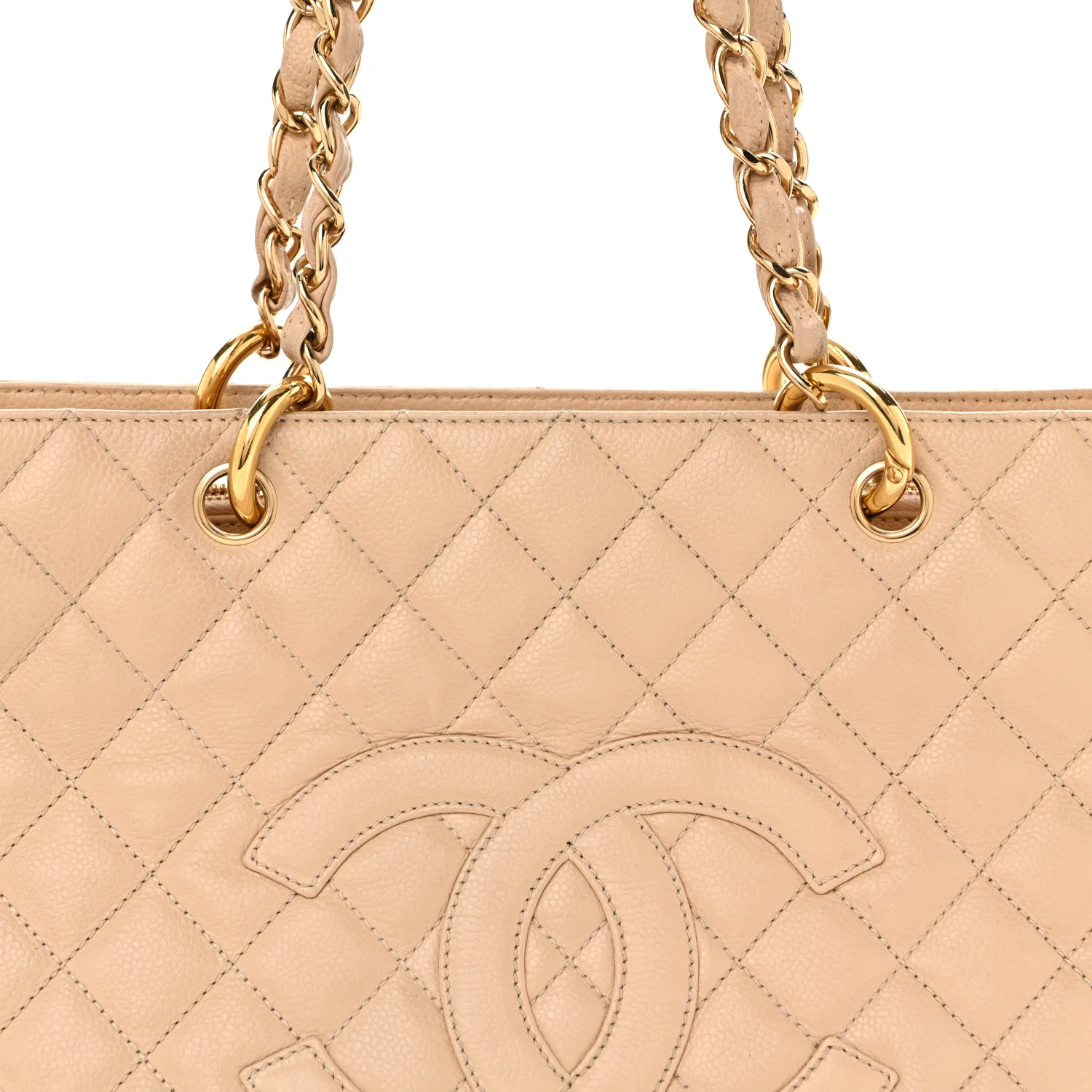 Caviar Quilted Grand Shopping Tote GST Beige Clair