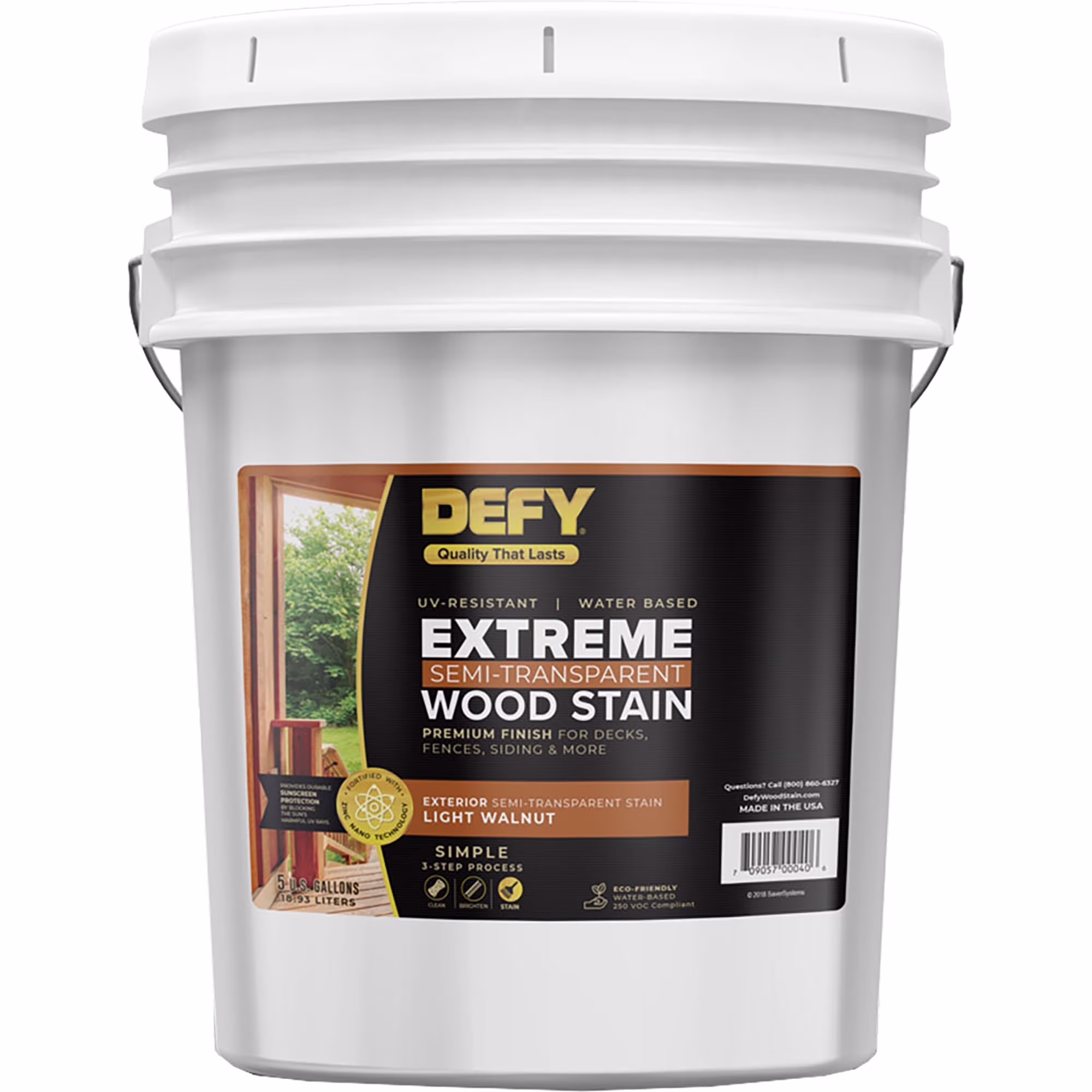 Extreme Wood Stain and Sealer in One 5 Gallon Semi-Transparent Waterproof Coating for All Wood Types Light Walnut