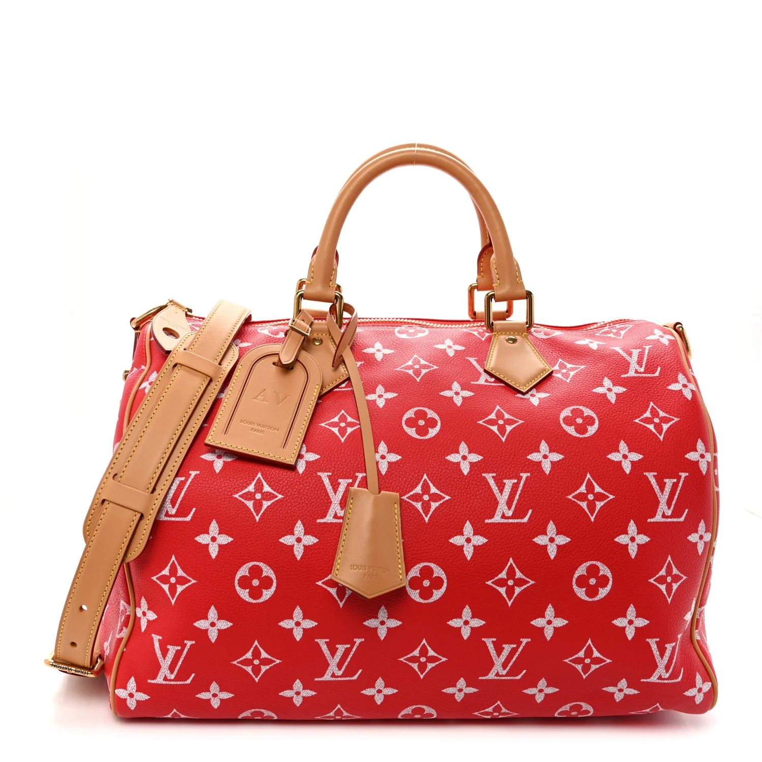 Calfskin Monogram Speedy P9 Bandouliere 40 Red