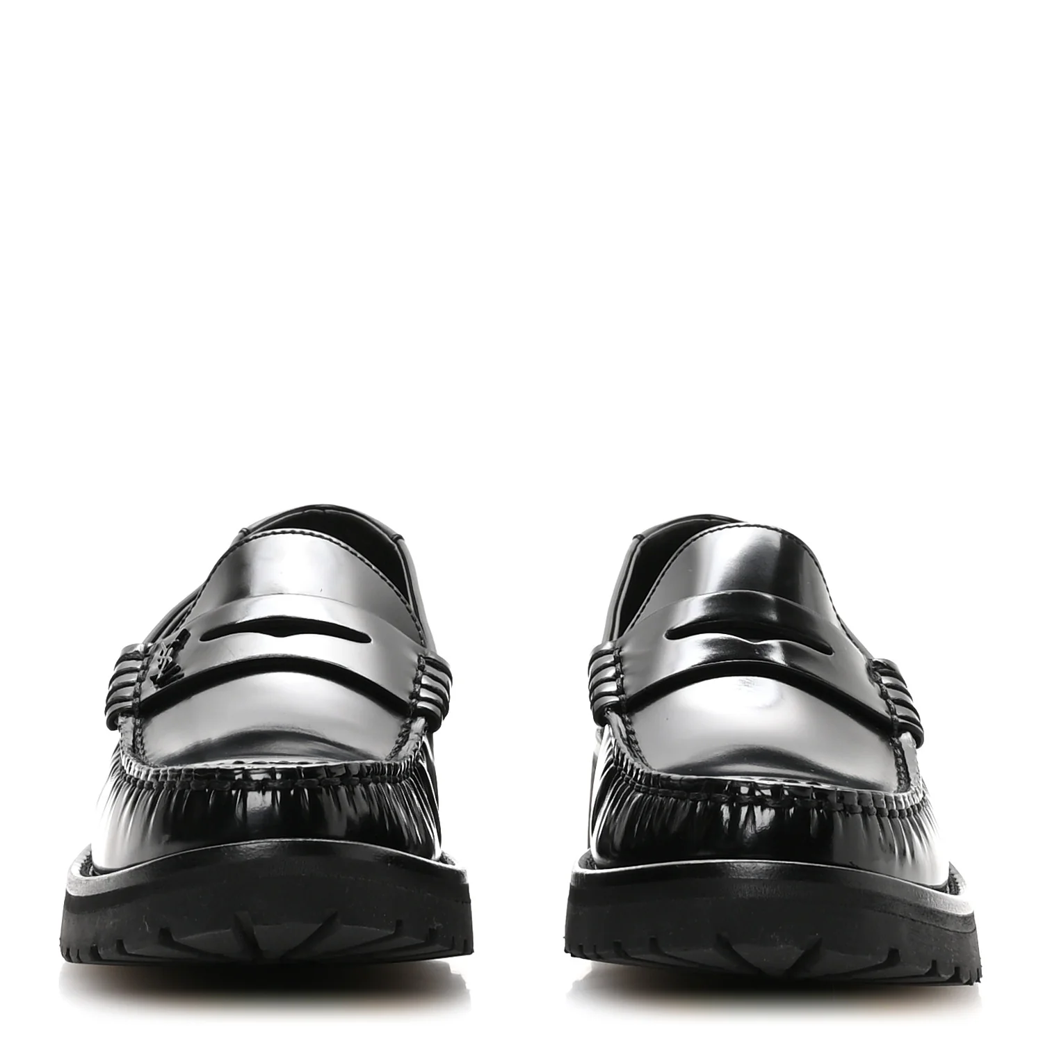Glazed Calfskin Chunky Le Loafer Penny Slippers 38 Black