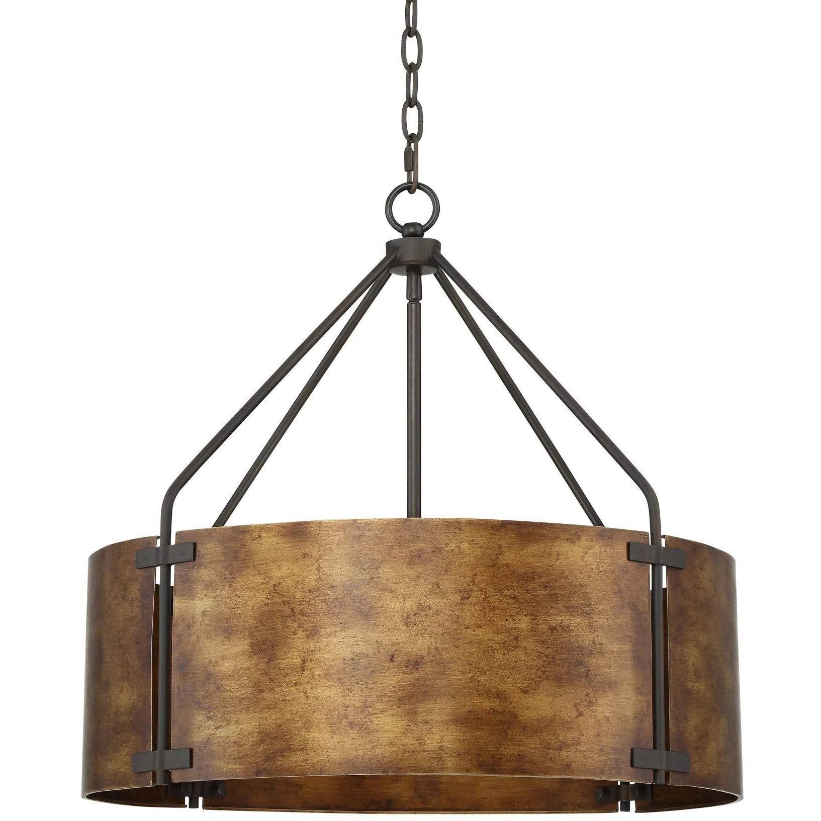 Possini Euro Design Julian Bronze Pendant Chandelier 22 inch Wide Rustic Farmhouse Metal Drum Shade 4-Light Fixture for Dining Room House Kitchen
