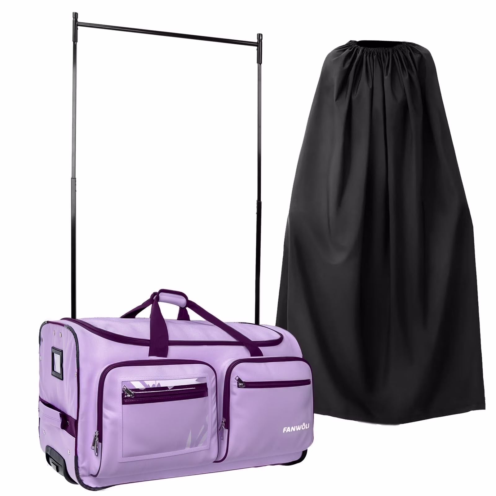 Dance Bag with Garment Rack 28"Collapsible Rolling Competition Dance Duffle Bag Lightweight Costume Wheeled Suitcase for Dancers Shows Livestreamer Athletes(Pink-28Inch) - Image 9