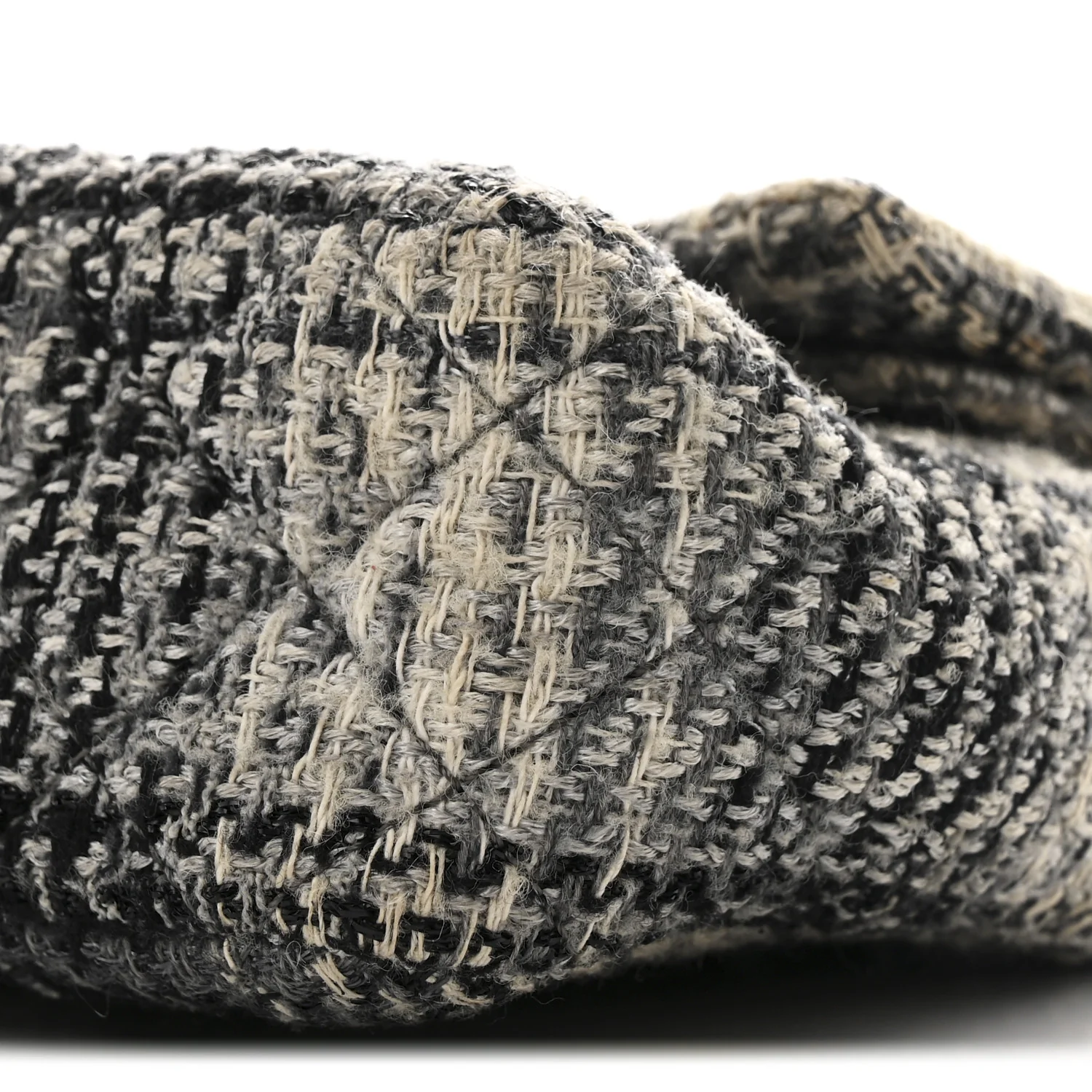 Tweed Quilted Medium Double Flap Beige White Black