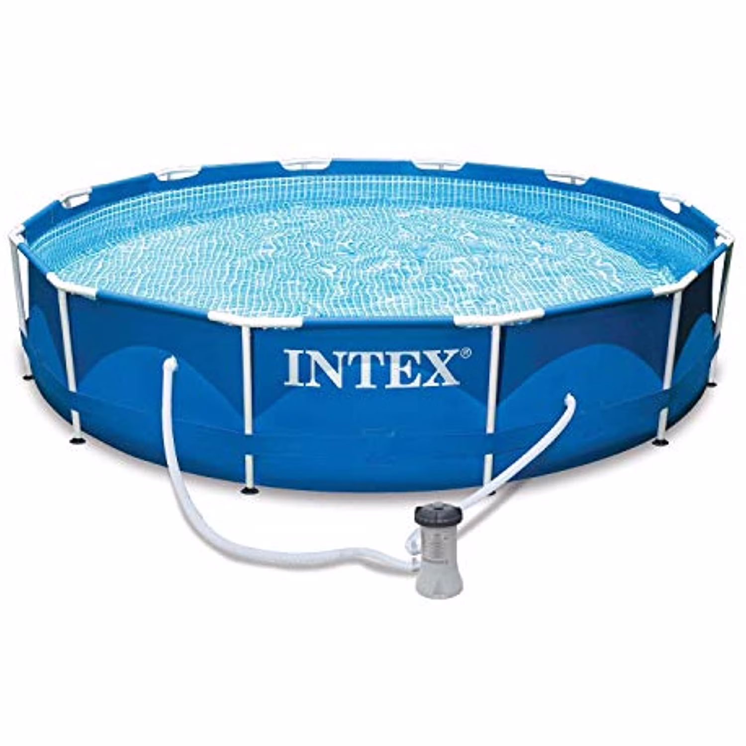 12 Ft x 30 Inches Metal Frame Set Above Ground Swimming Pool with Filter Cover(Pool + Filter + Cover)