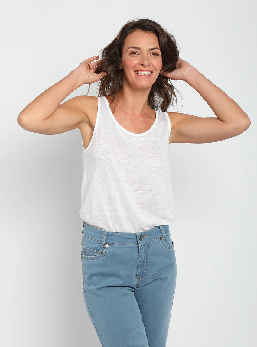 Débardeur femme en lin Blanc