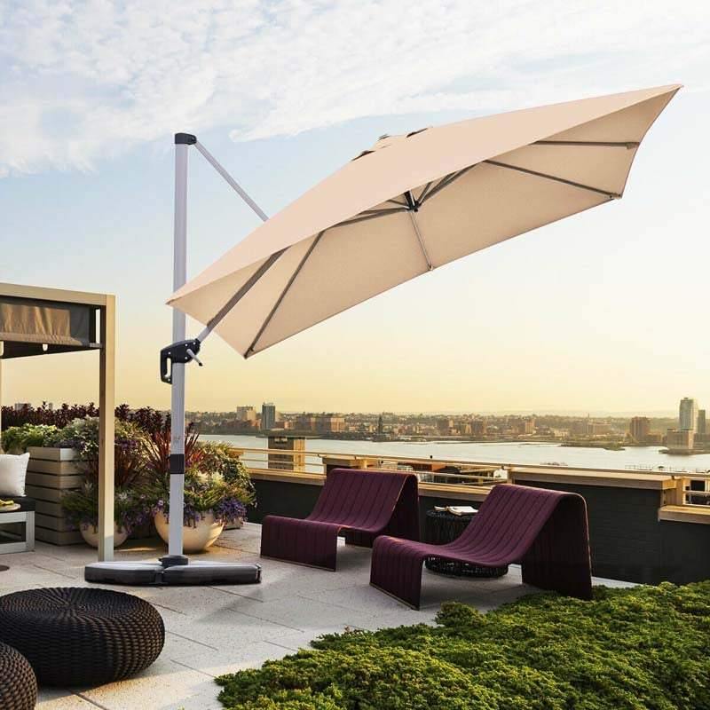 Parasol déporté carré de 3 m (10 pi) avec inclinaison à 360 degrés