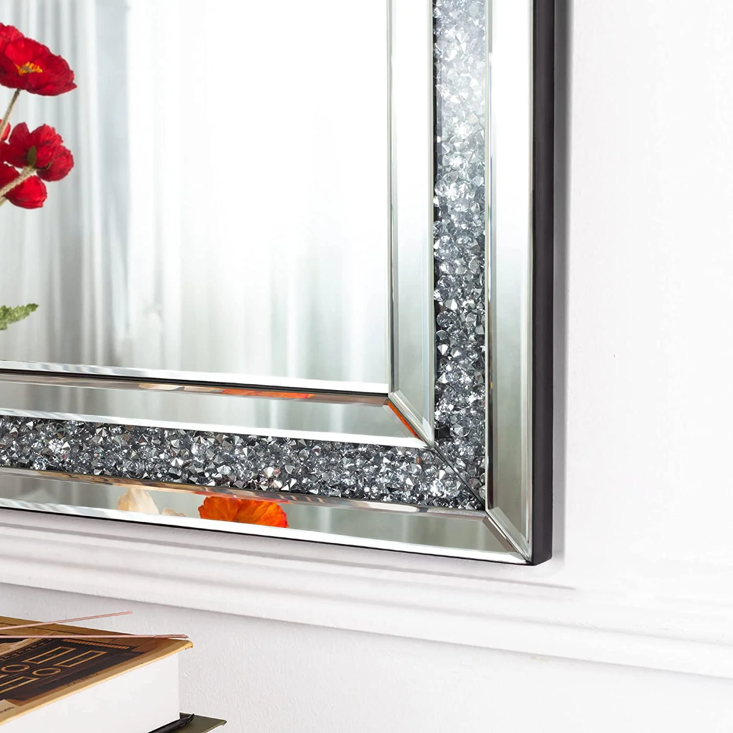 SHYFOY Rectangle Decorative Wall Mirror Crushed Diamond Vanity Mirror Wall Mounted Makeup Mirror for Home Decor Image 2