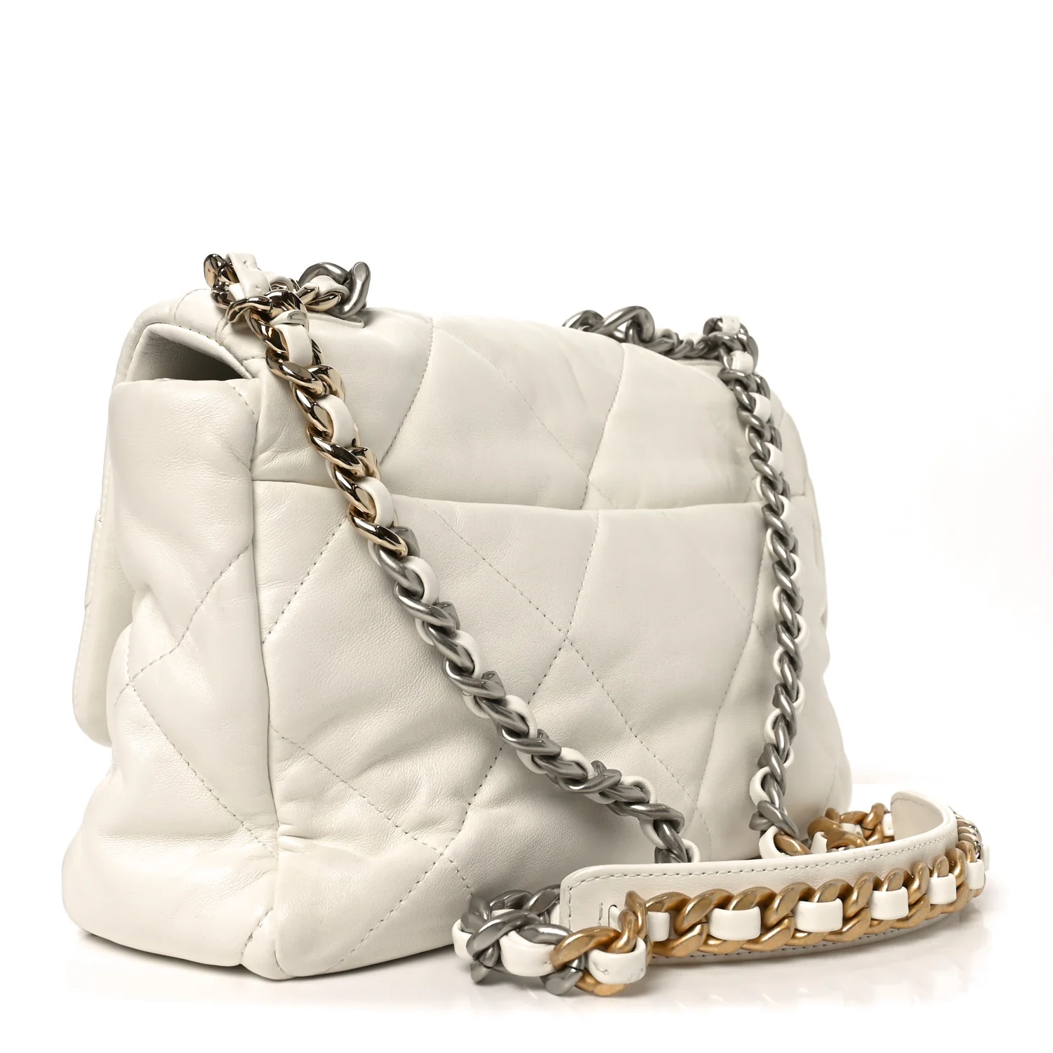 Quilted Large Chanel 19 Flap White