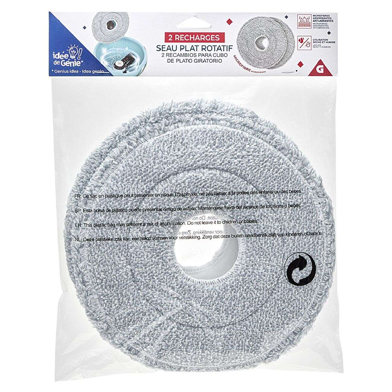 Recharge mop pour balai rotatif x2