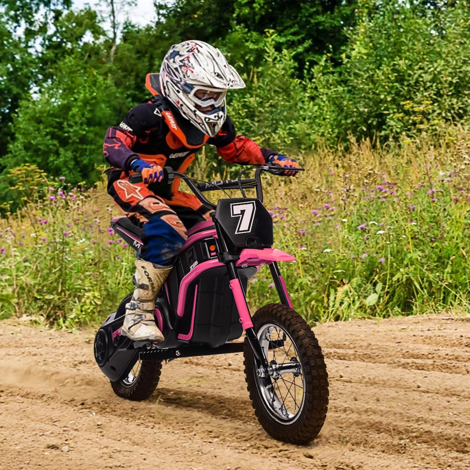 2025 New 24V Kids Electric Dirt Bike 350W High - Torque Motorcycle for Ages 8 - 14, up to 14.29 Mph, 2 - Speed Modes, Rear - Wheel Drive, Off - Road Ride - on Motocross Bike, Durable Design, for Young Riders