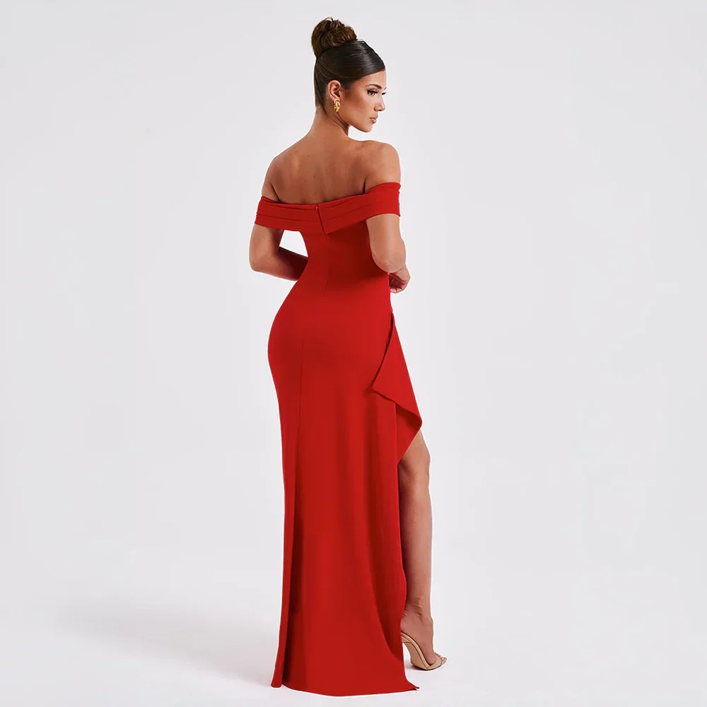 Robe Maxi Fendue Épaules Dénudées