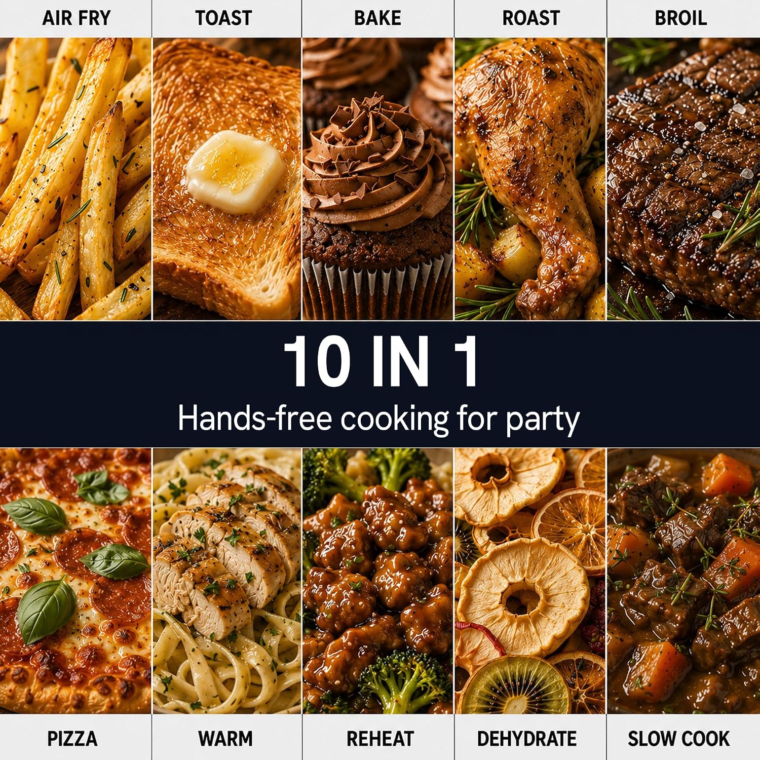 VAL CUCINA Infrared Heating 26.3 QT Air Fryer Toaster Oven, Large Countertop Convection Oven 10-in-1 Combo, 6-Slice Toast, Enamel Baking Pan Easy Clean with Recipe Book, Black Matte Stainless Steel