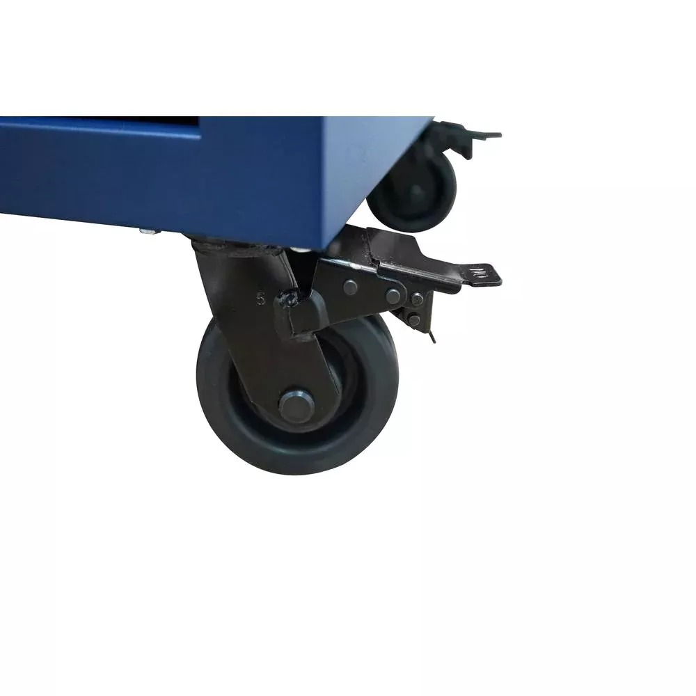 Établi mobile robuste de 132 cm (52 ​​po) à 9 tiroirs avec plateau en bois massif à hauteur réglable, couleur bleu mat