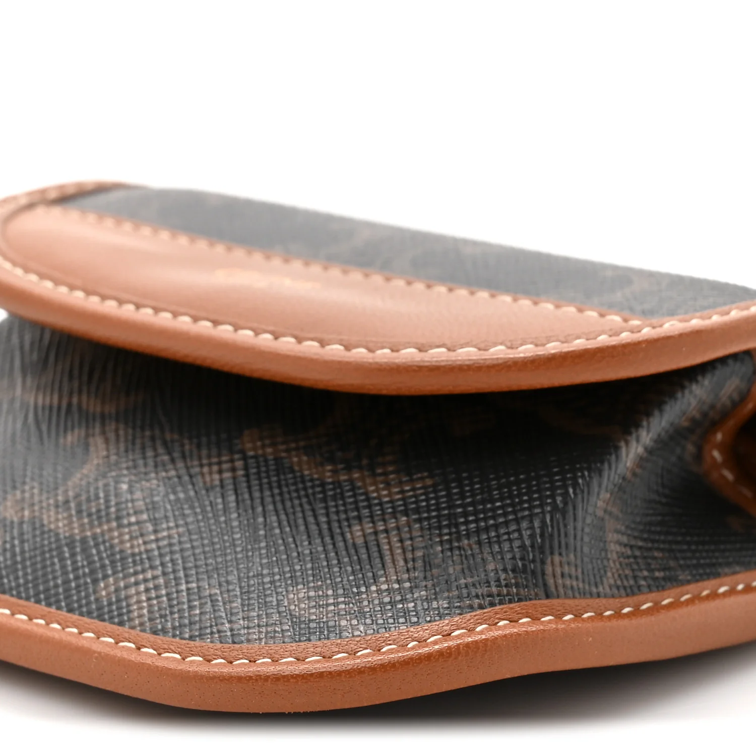 Canvas Calfskin Triomphe Airpod Case Tan