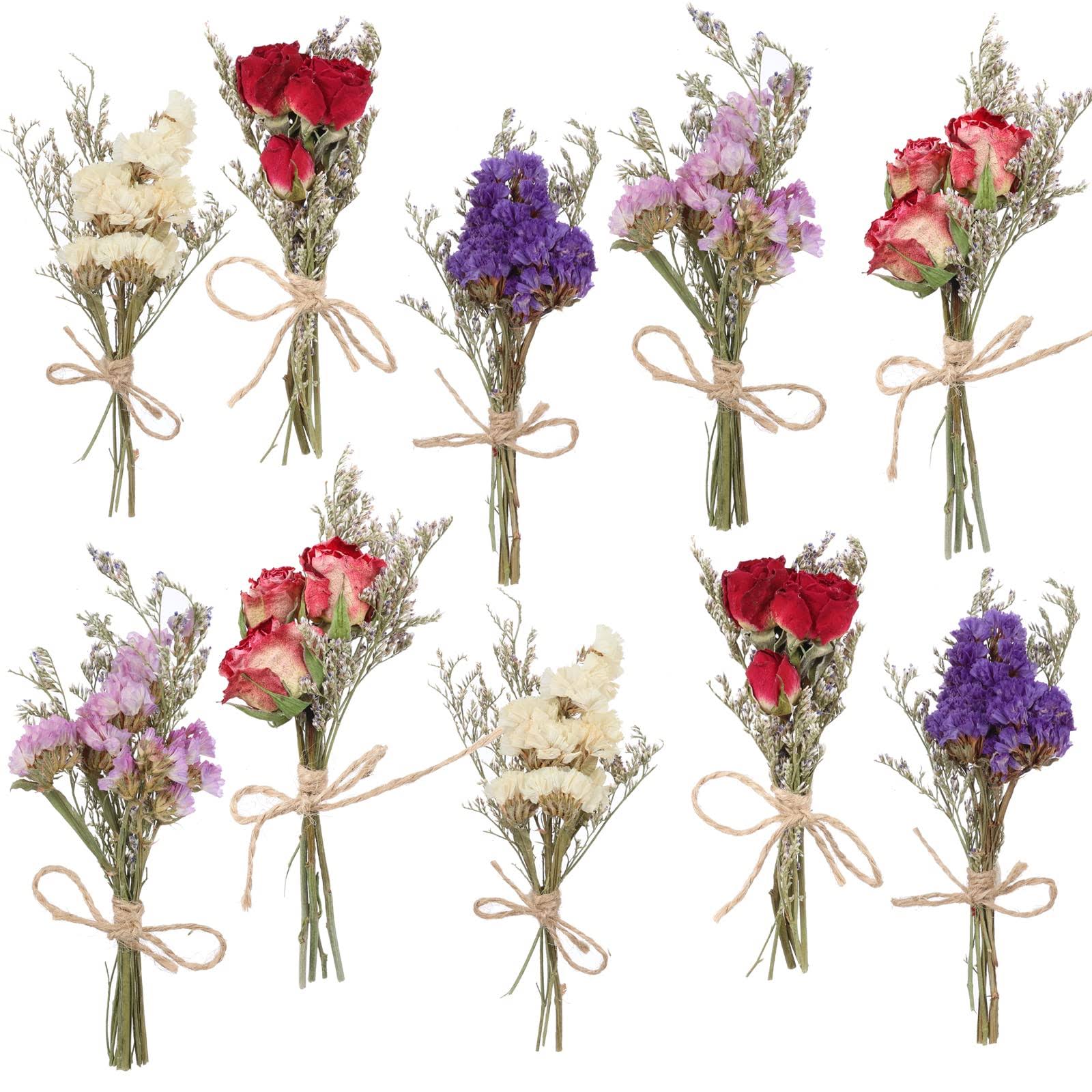 VAIPI 10 Pack Dried Flower Forget Me Not Bouquets Natural Dried Flower with Stem Dried Embossing Flower Bundles Artificial Flower Dried Floral Arrang
