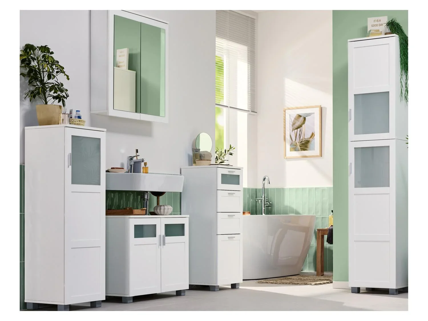 LIVARNO Armoire de toilette miroir Basel, 68,5 x 75,1 x 16,9 cm, blanche