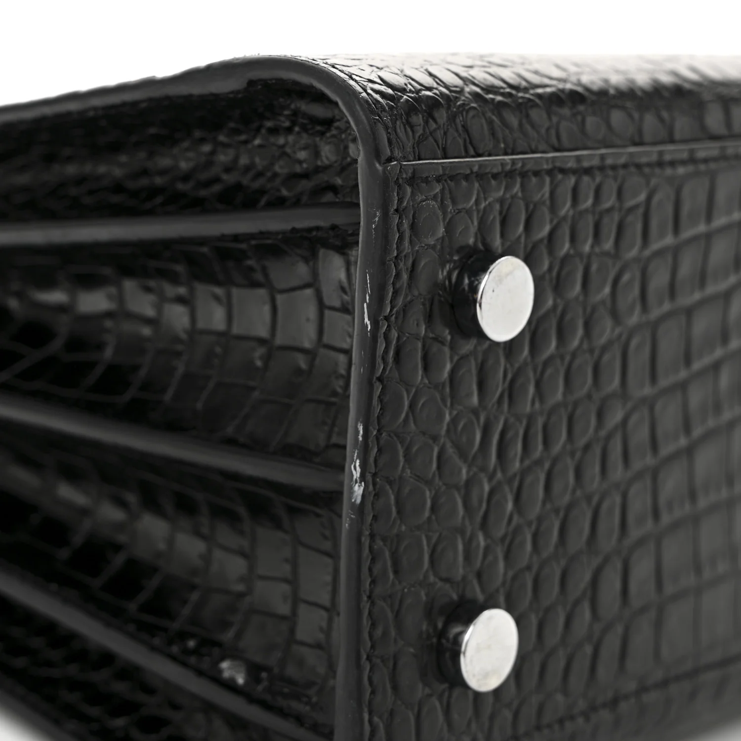 Calfskin Crocodile Embossed Baby Sac De Jour Black
