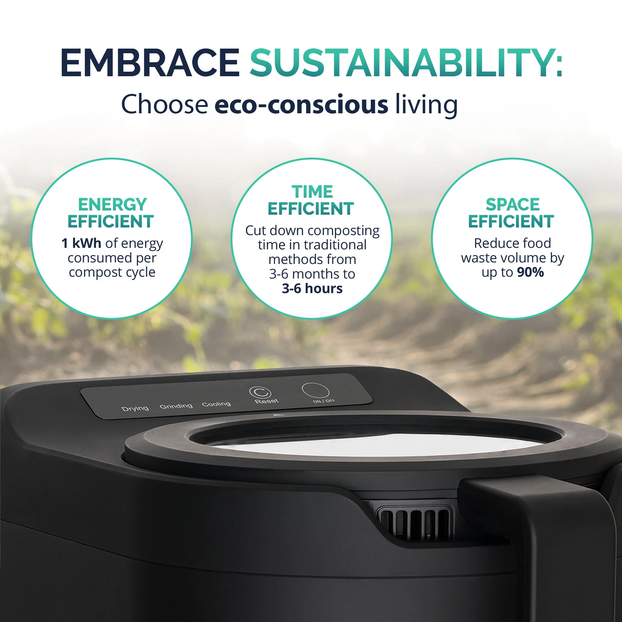 Luma Kitchen Composter, 2.5L Capacity, Odorless Indoor Use