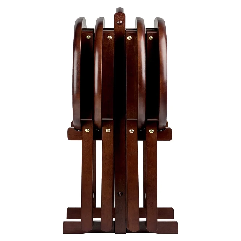 Nathan 5-Piece Snack Table Set, Oval Tops, Cappuccino Finish(Cappuccino) - Image 2