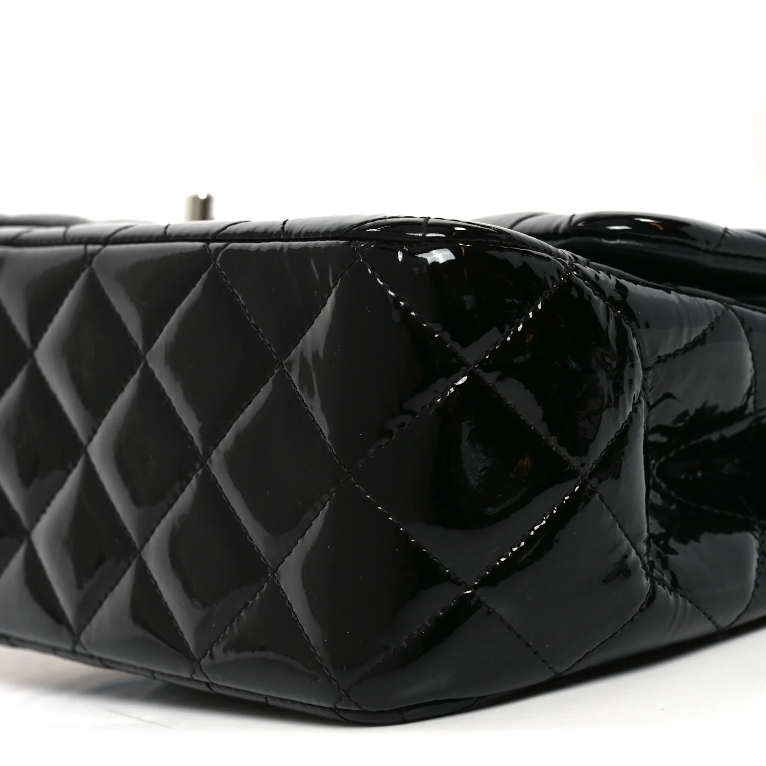Patent Quilted Jumbo Double Flap Black
