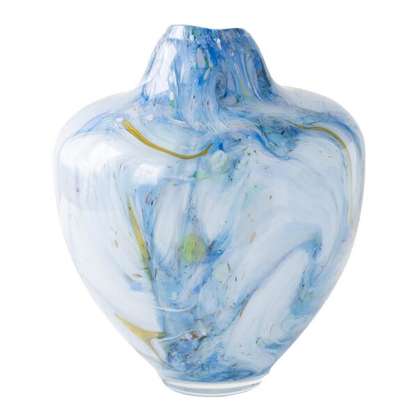 Unik skulptur kunstglass L 31 cm blå multi