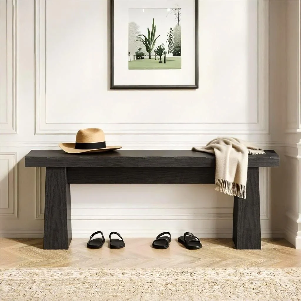 Fnova 48 Wooden Two - Person Backless Entryway Bench with Under - Bench Storage for Outdoor Garden, Living Room, Bedroom, Dining Room, Hallway