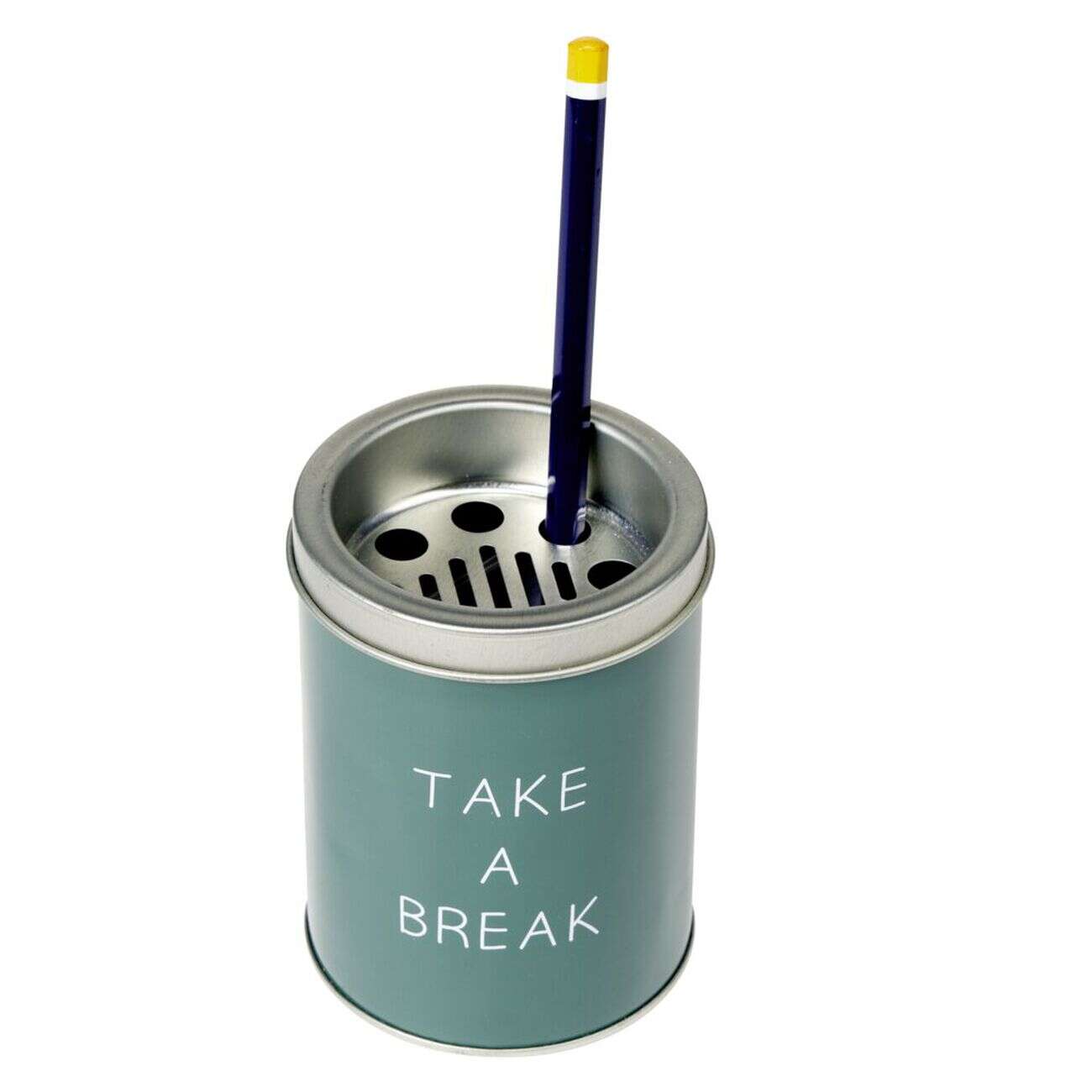 Cendrier rond métal vert Ø7,5xH10cm