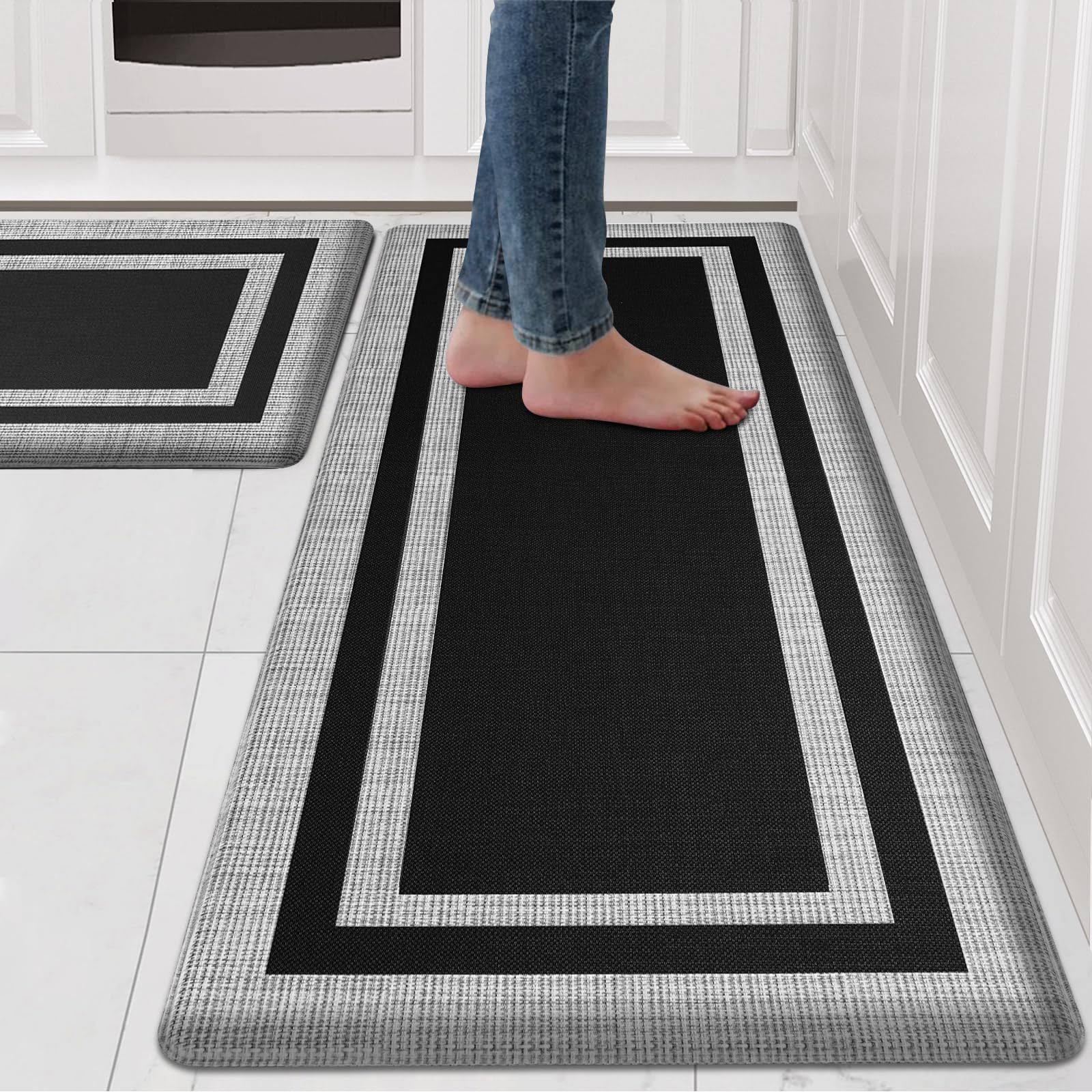 Latida Kitchen Mats 2 Pcs, Cushioned Anti Fatigue Kitchen Mat for Floor, Non Slip Waterproof Kitchen Rug Set, 1/2 inch Thick Comfort Anti Fatigue