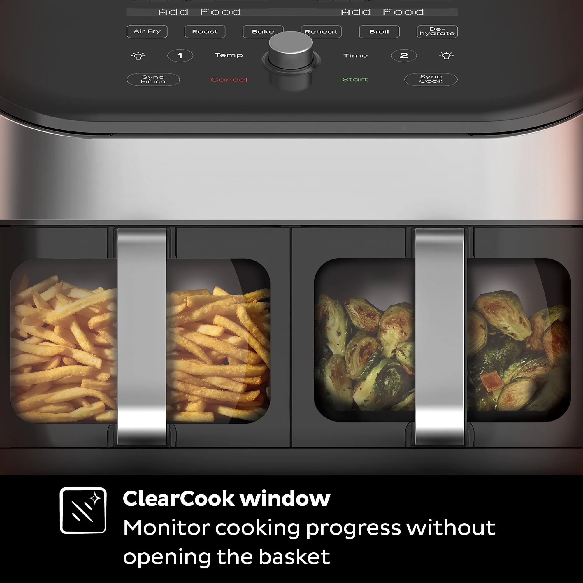 Vortex Plus XL 8-Quart Air Fryer with Dual Baskets and Clear Cooking Windows, Stainless Steel - Image 4