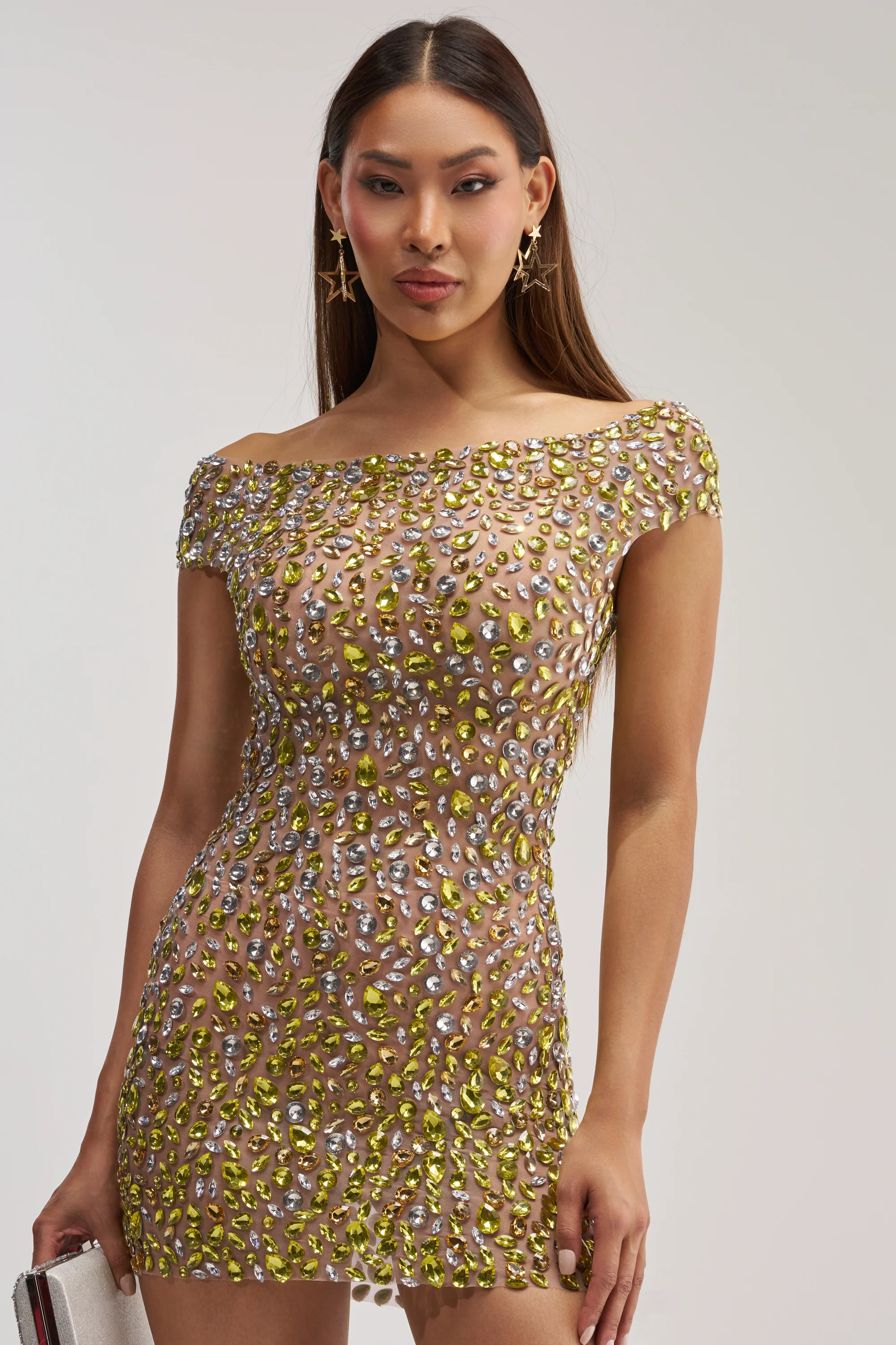 HIGH STANDARDS RHINESTONE MINI DRESS - Akira Store