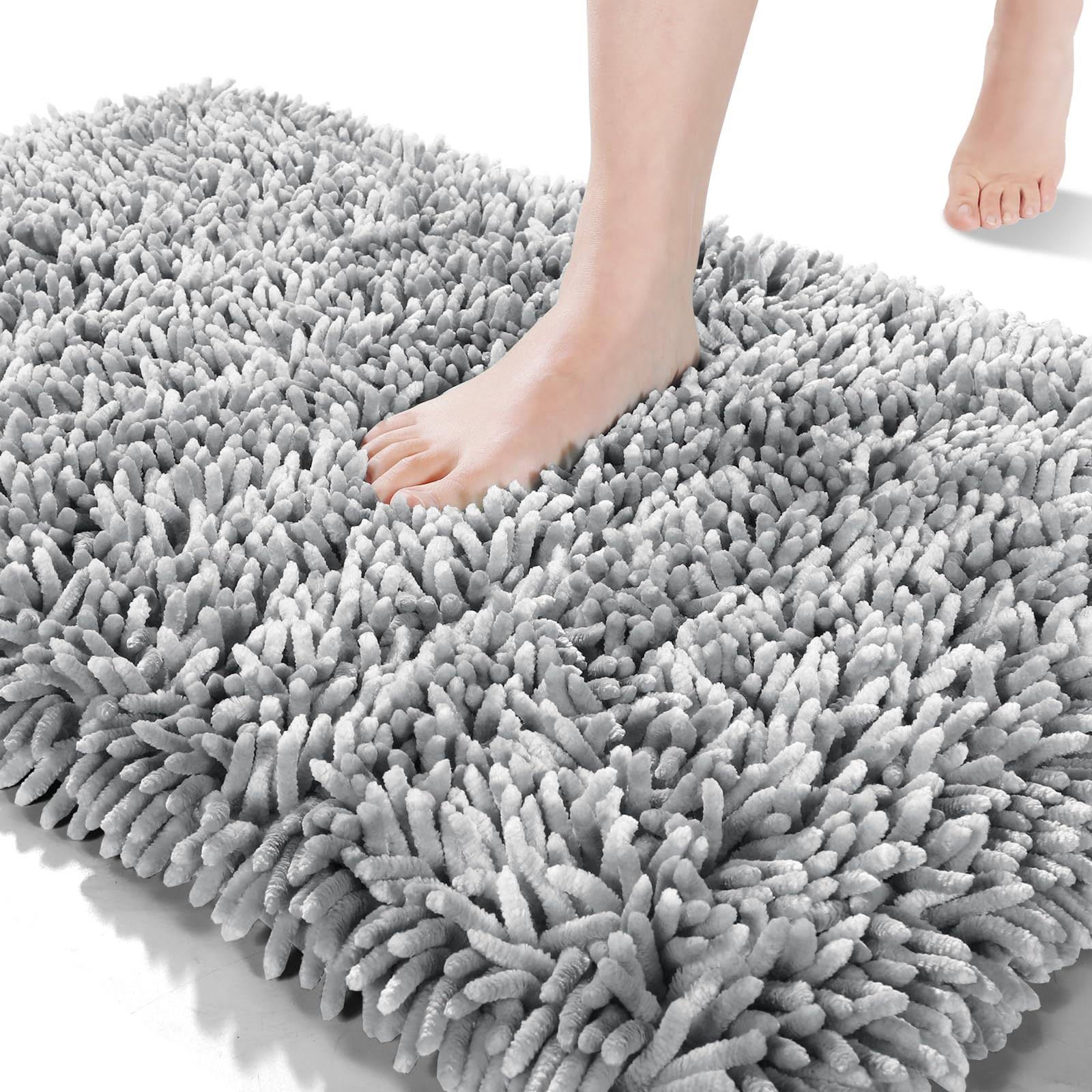 Yimobra Bathroom Rug Mat 24 x 17 inch, Extra Soft and Absorbent Luxury Chenille Shaggy Bath Rugs Non Slip, Machine Washble Dry, Plush Floor Carpet