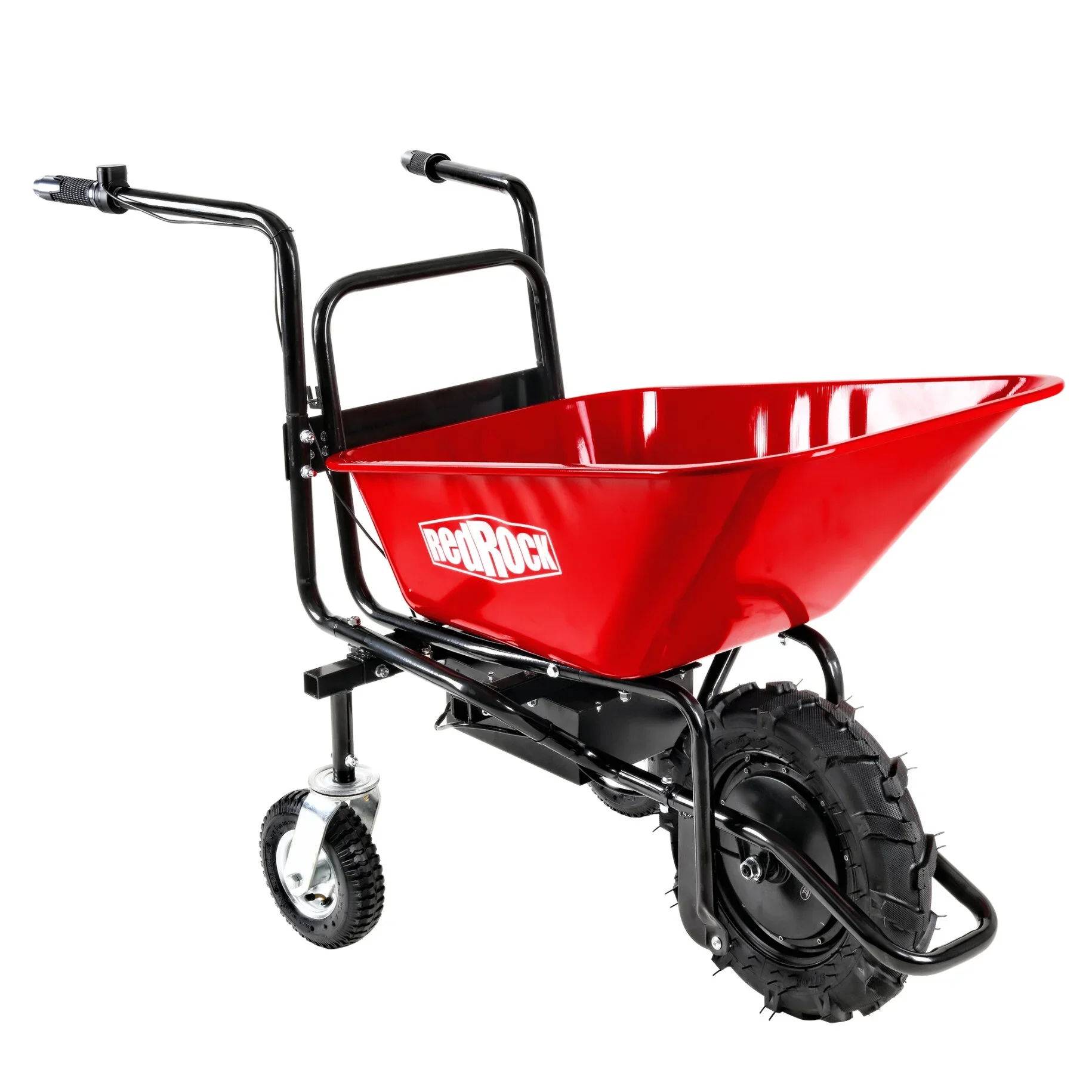 24V 500W Brushless Motor Electric Wheelbarrow with Dual Rear Wheels, 330 lbs Capacity 78L Garden Cart for Construction & Yard, Manual Dump Function & Reverse Gear