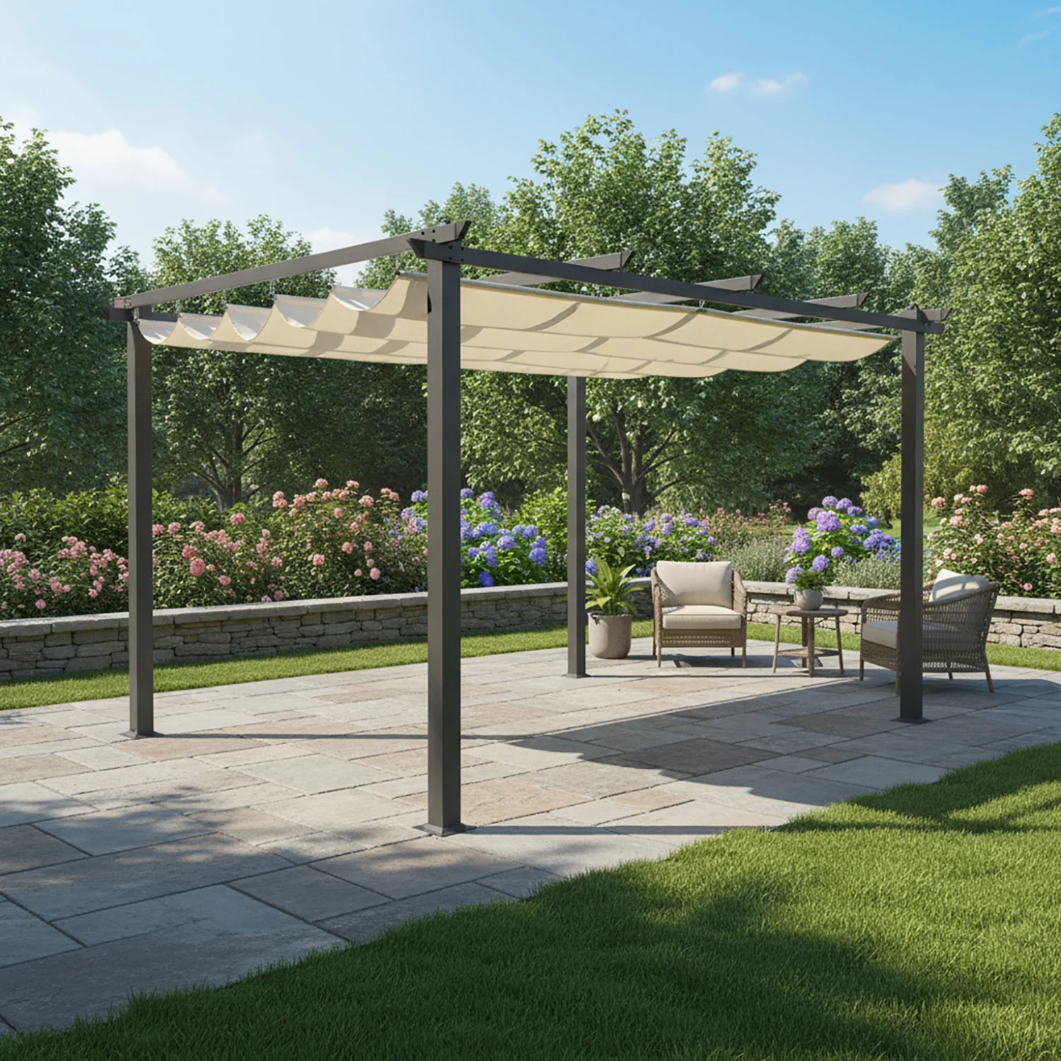 VESTIAMO CASA GIARDINO - Gazebo Pergola Telo Ecrù 3x4 metri