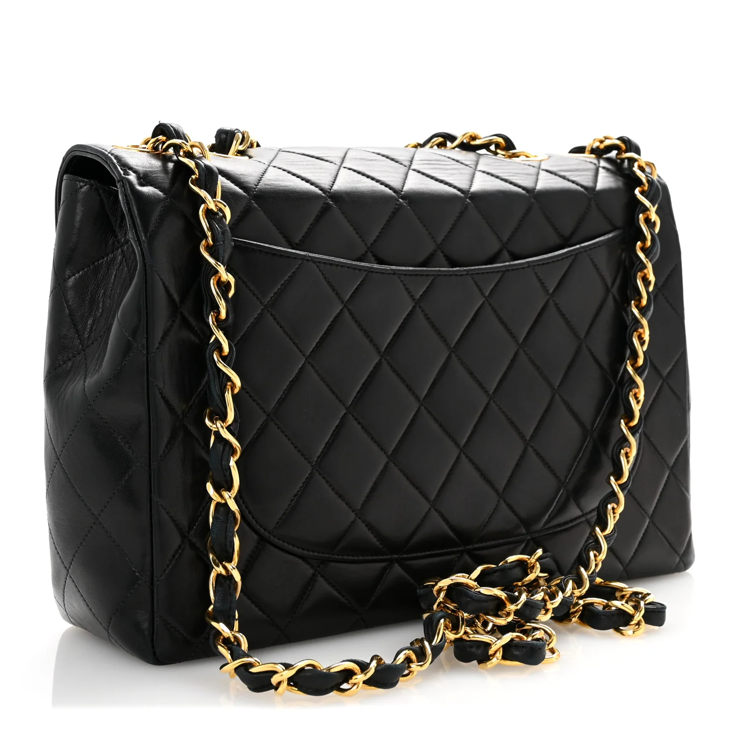 Lambskin Quilted XL Jumbo Single Flap Black