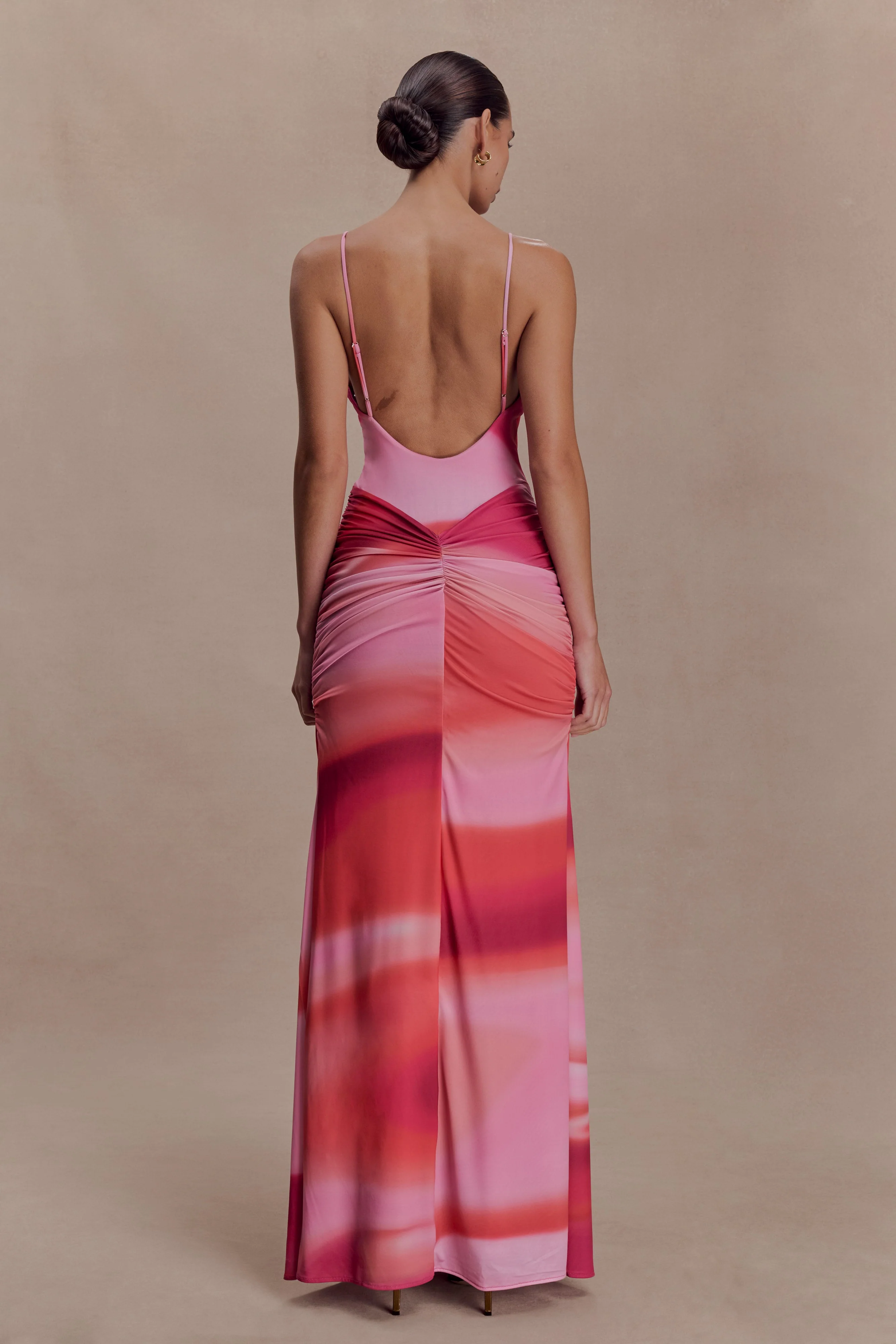 Roisin Slinky Maxi Dress - Pink Sunset Print