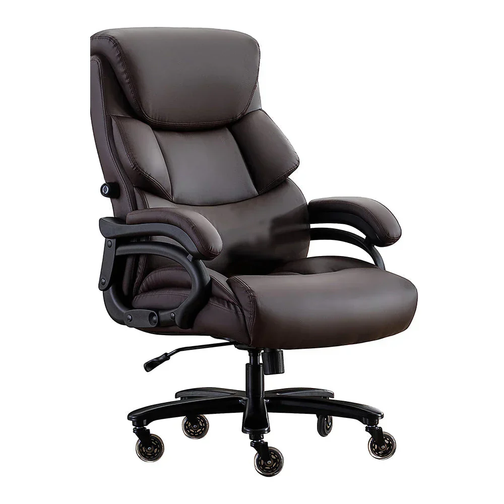 Fauteuil de direction ergonomique en cuir marron pour grandes tailles