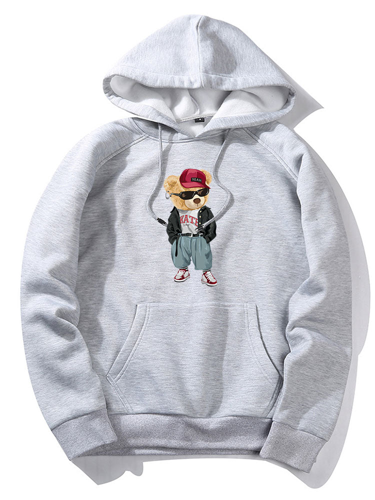 Sweat à capuche imprimé ours style hip-hop