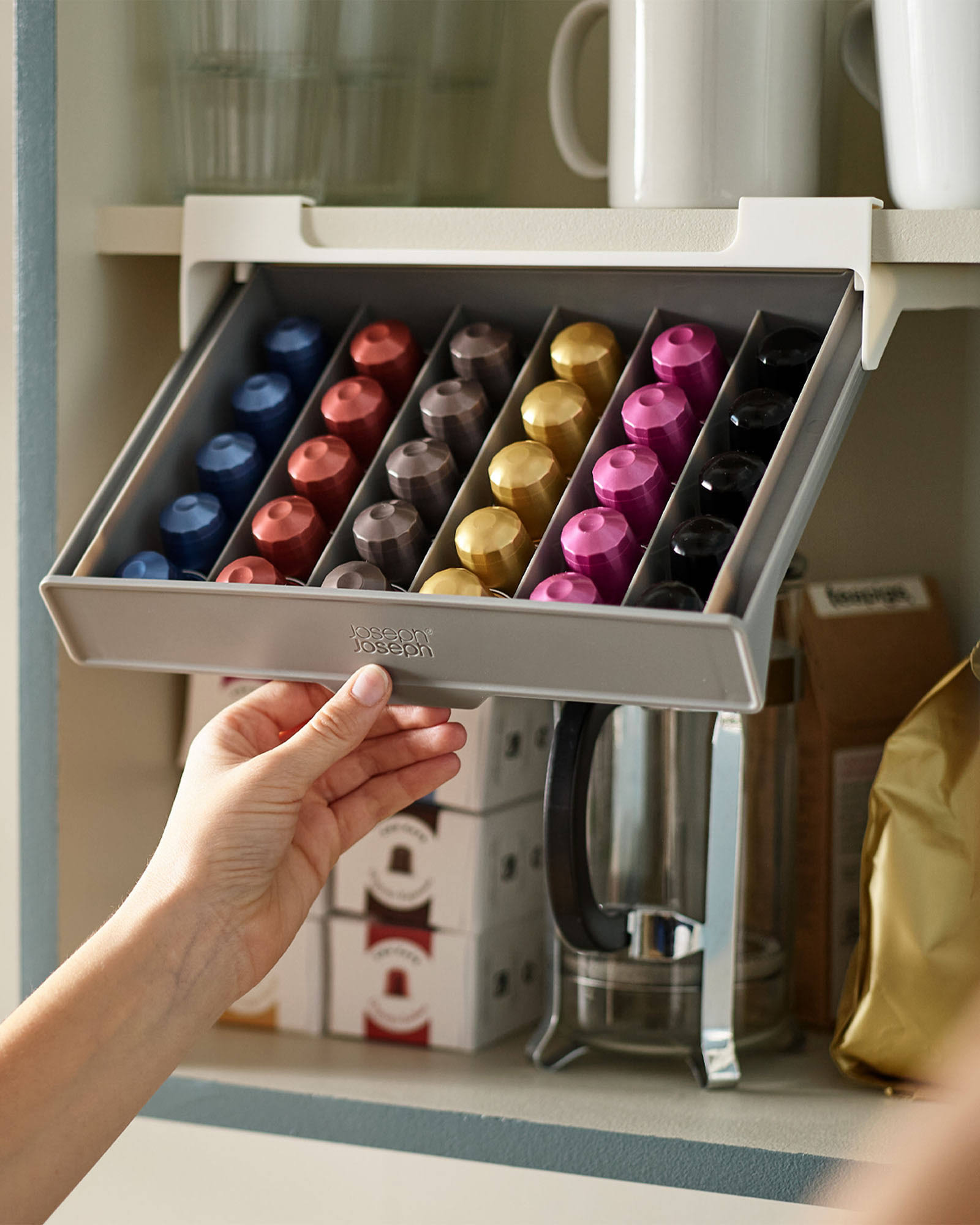 Joseph Joseph Cupboard Store Under-Shelf Coffee Pod Drawer - Gray