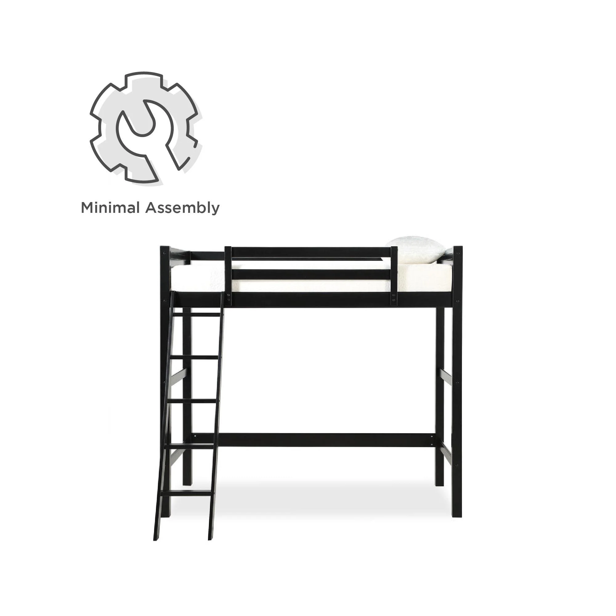 Your Zone Kiarah Twin Loft Bed with Ladder, White