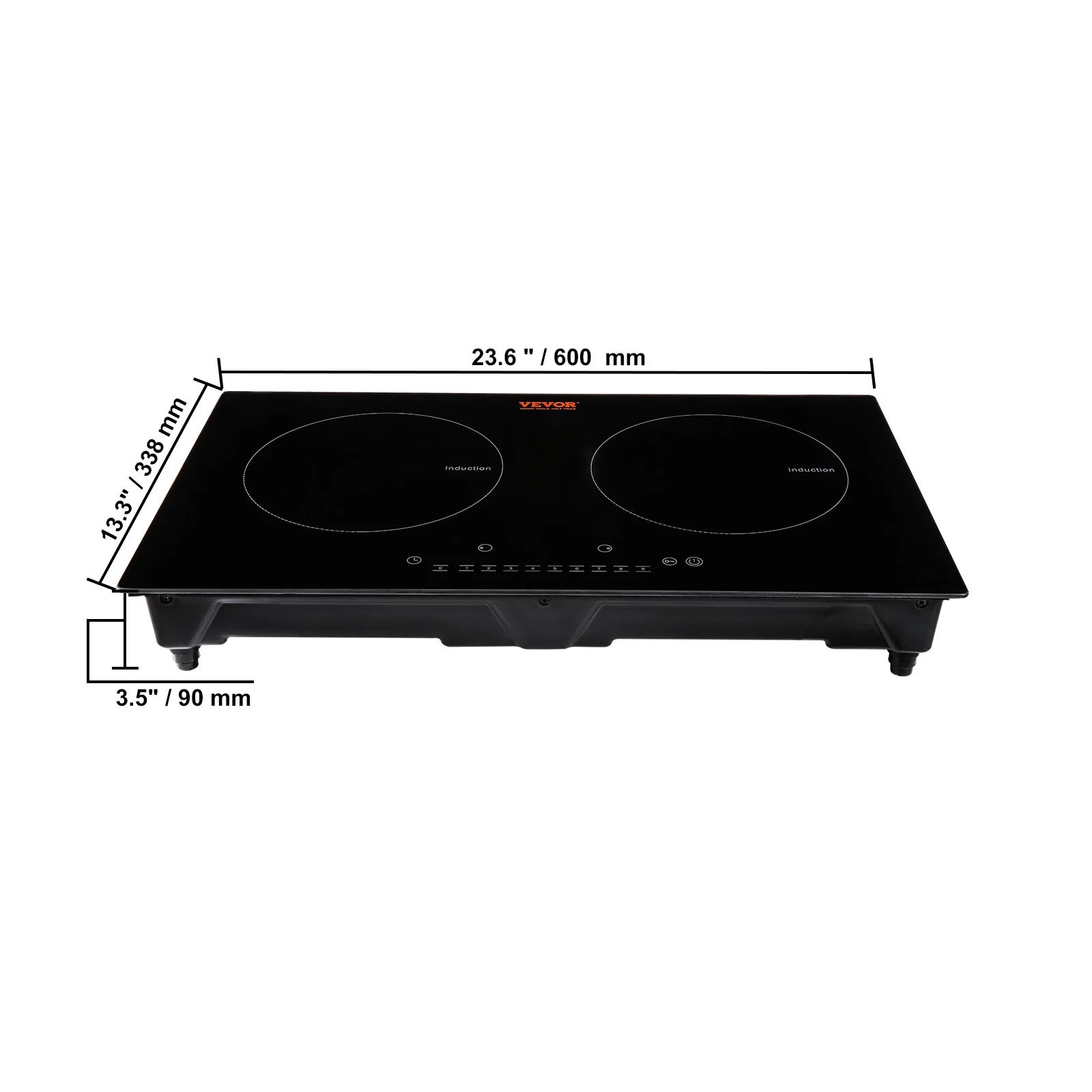 24 inch Electric Cooktop 2 Burners Ceramic Glass Stove Top Touch Control(24"/2 Burners/1800W) - Image 8