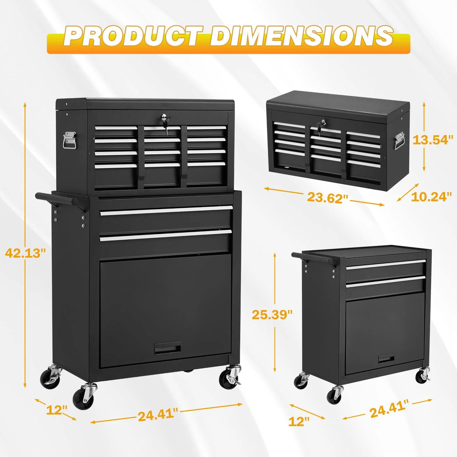 AECOJOY Rolling Tool Chest with Wheels and  8 Drawers, Detachable Metal Tool Box with Drawers