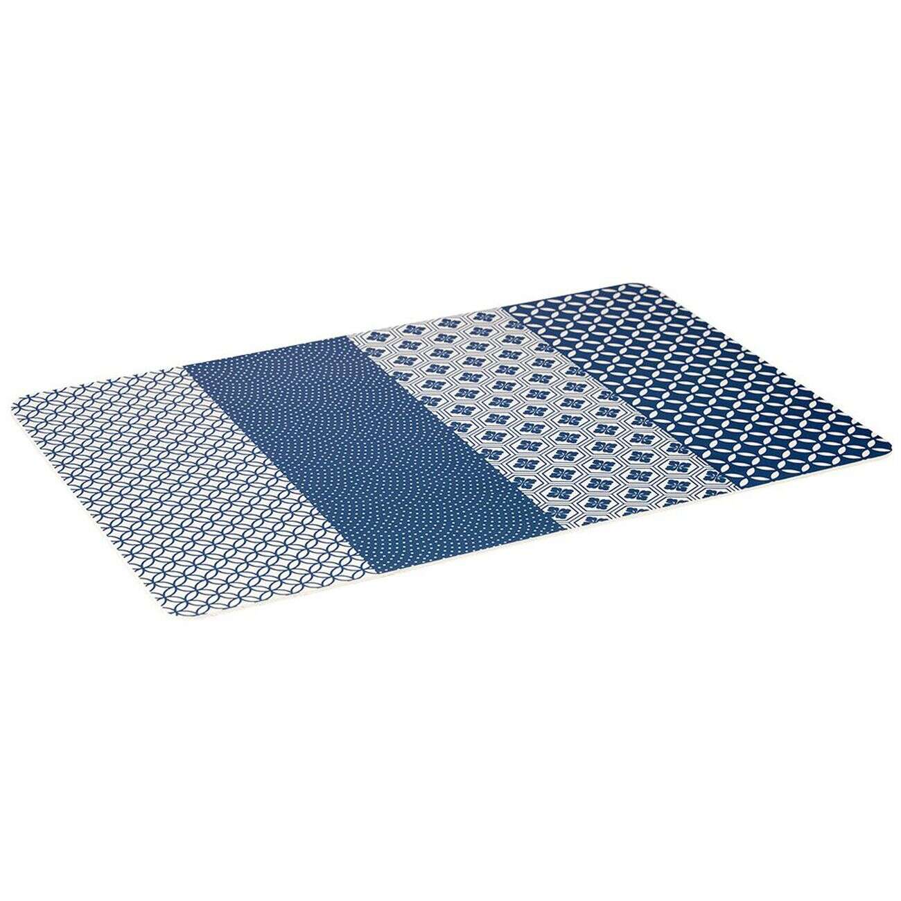 Set de table rectangulaire plastique graphique bleu et blanc