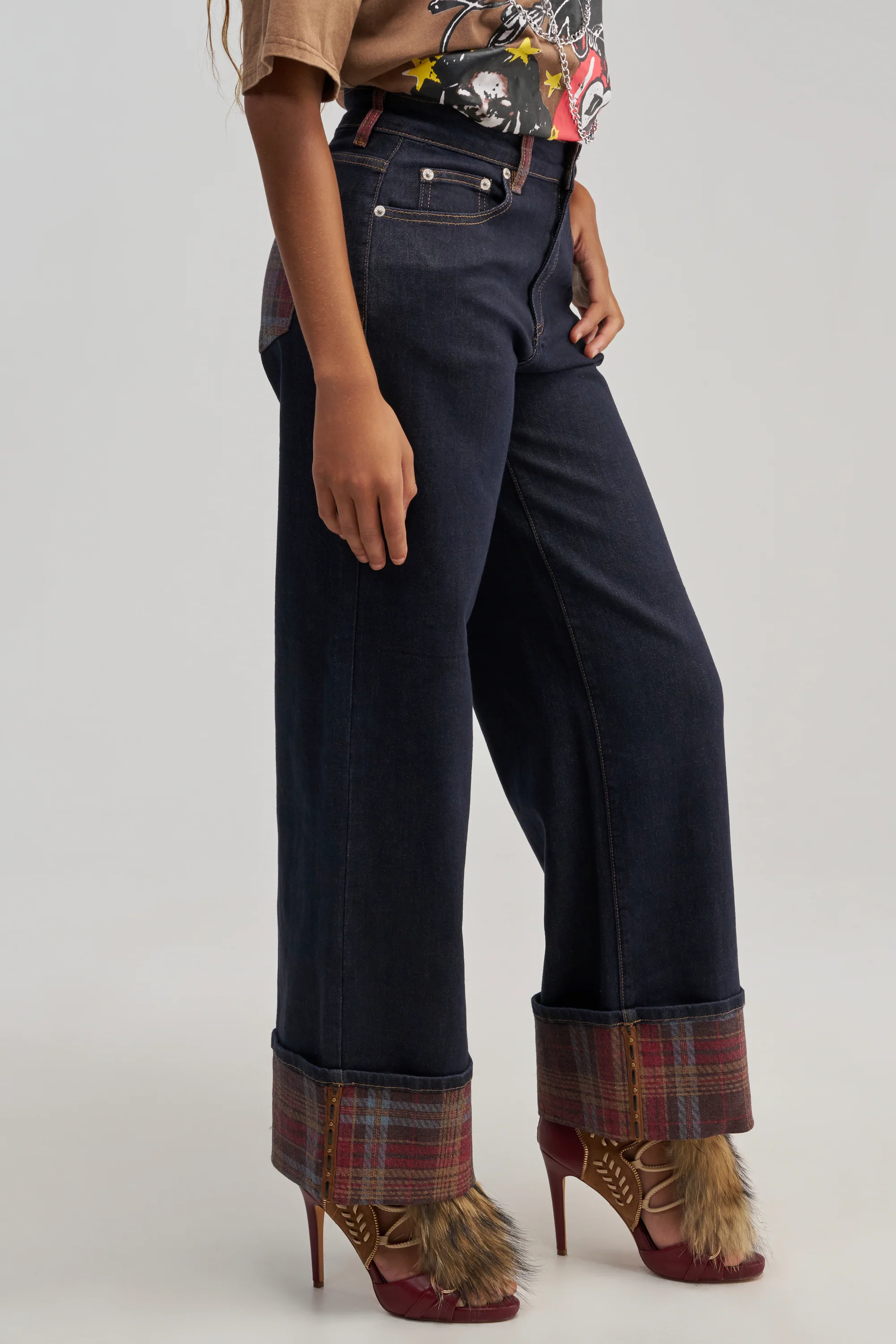 THE COOL PLAID JEANS STRAIGHT FIT - Akira Store