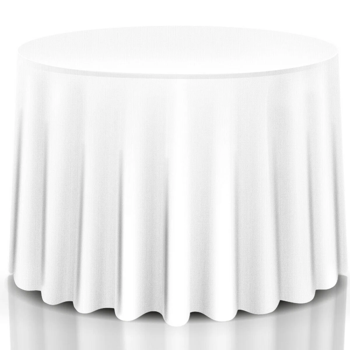 10 pcs 120'' Round Tablecloth Polyester For Home Wedding Restaurant Party White - Image 6