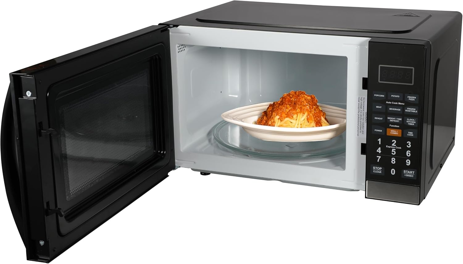 Emerson MWG1191SB 1.1 Cu1100W Power, Stainless Steel, LED Timer Display, 11 Power Levels, 9 Preset Cooking Options, Removable Glass Turntable, Child Lock, Built-in Grill Function Microwave